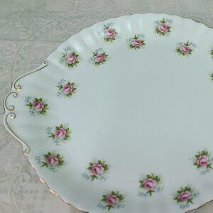 Royal Albert Closed Handle 10 1/2 Dessert Serve Plate Forget Me Not Rose Pinks